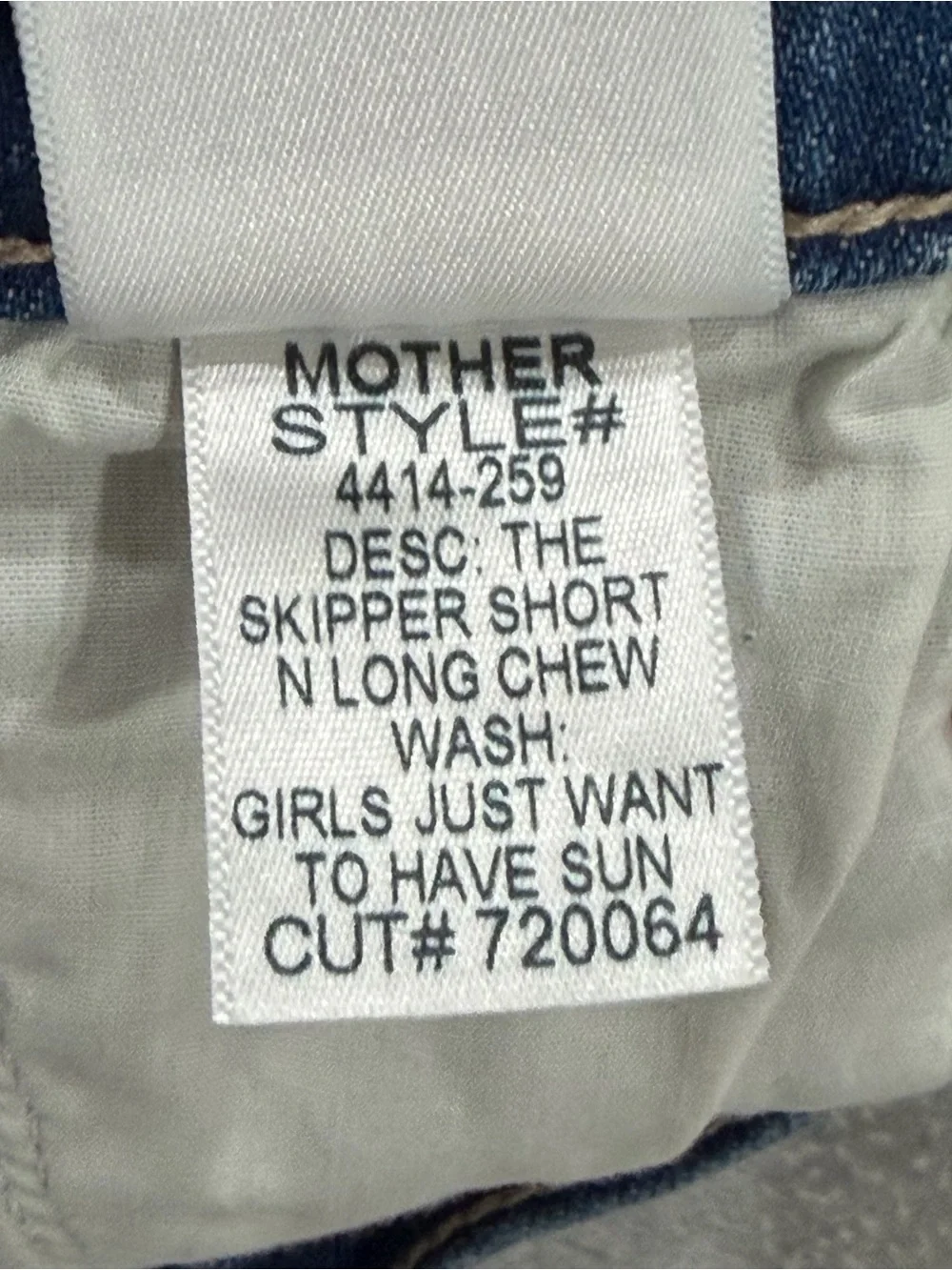 MOTHER The Skipper Short N' Long Chew In Girls Just Want To Have Sun - Sz - 27